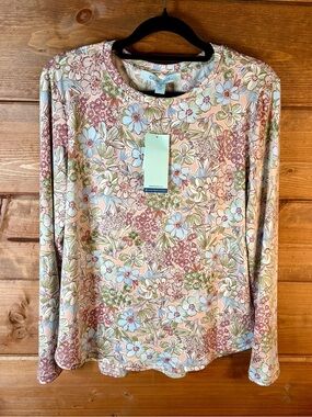 Olive & Oak Pastel Floral Long-Sleeve Tee - Pastel Multi Size Medium 💕